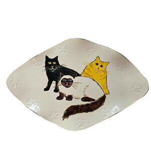 Hand-Painted Ceramic Cat Decorative Dish for soap trinkets cat food jewelry keys
